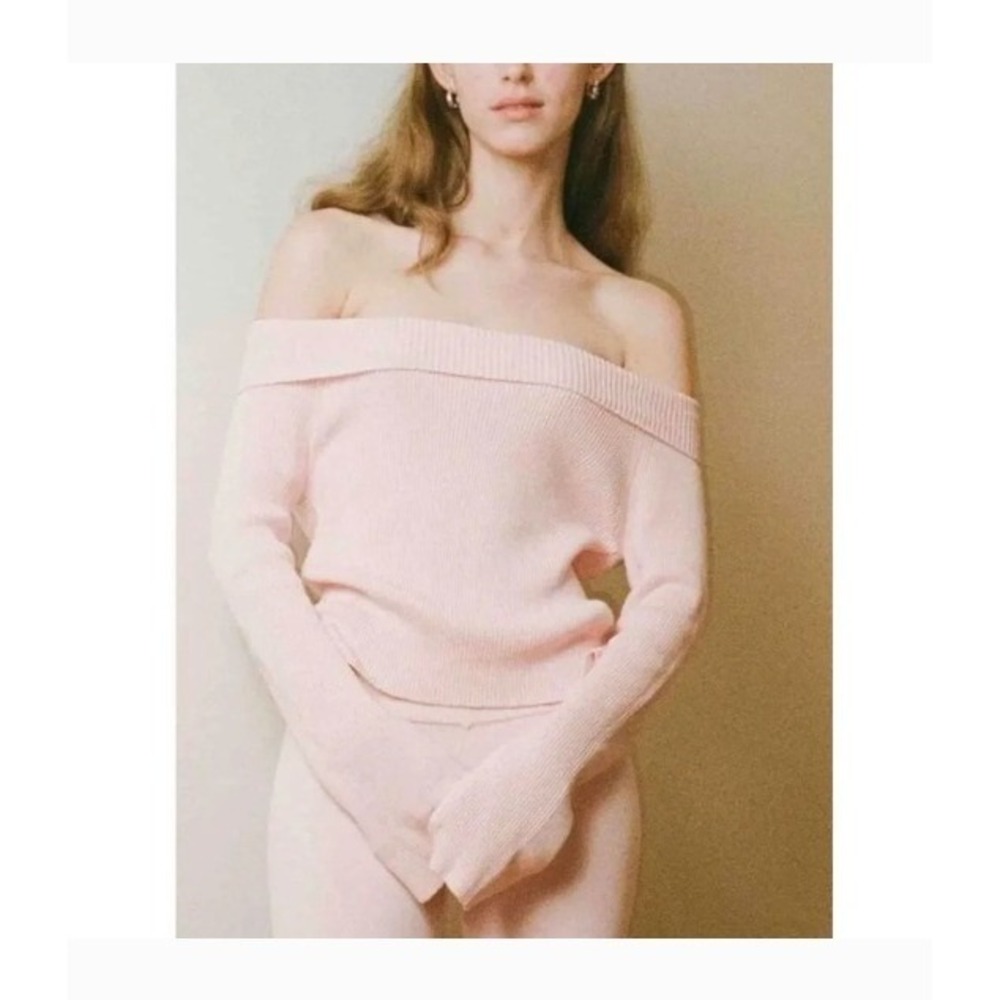 My Mum Made It Rabbit Hair‎ Wool Sweater Women S/M Bell Sleeve Off Shoulder Knit